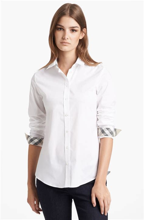 burberry contrast button down shirt|burberry button down shirt women.